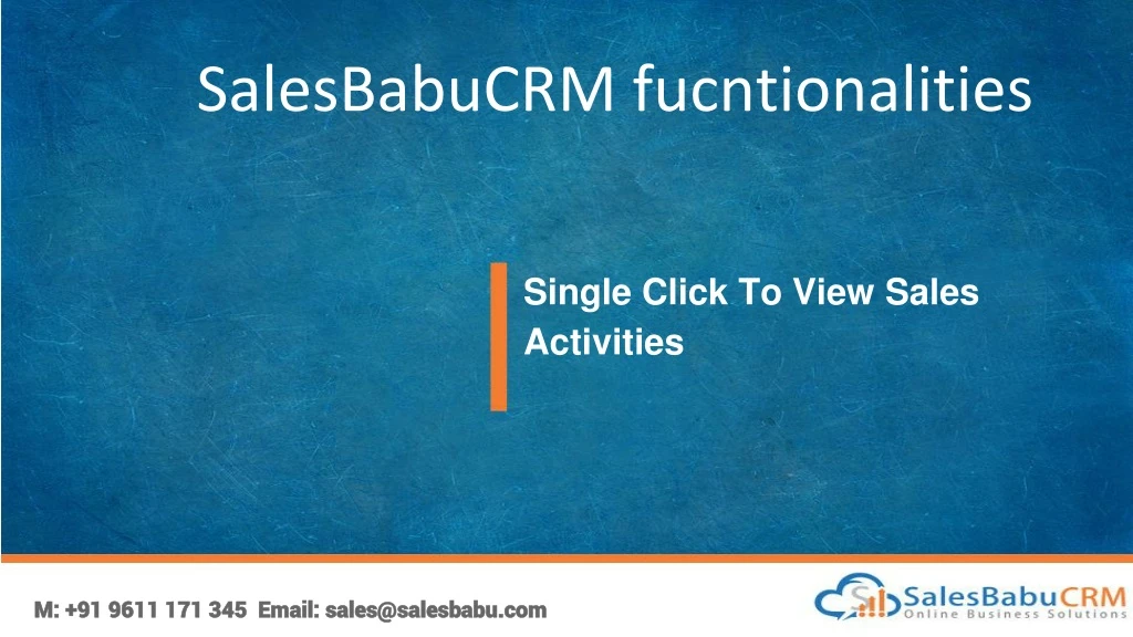 salesbabucrm fucntionalities