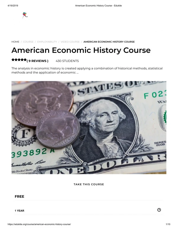 American Economic History Course - Edukite