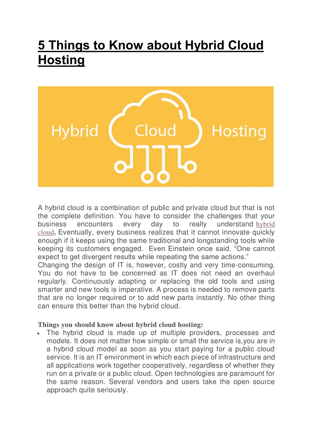 5 things to know about hybrid cloud hosting