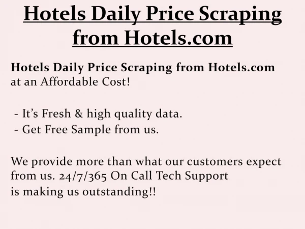 Hotels Daily Price Scraping from Hotels.com