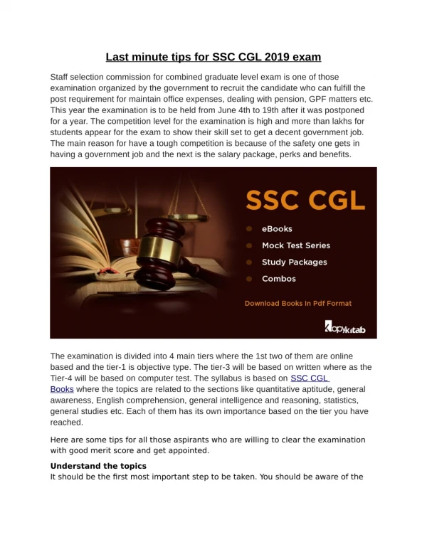 SSC CGL Books PDF 2019