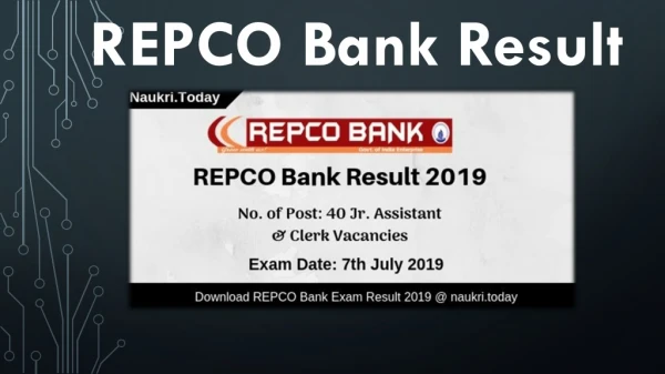 REPCO Bank Result 2019 Download For Junior Assistant & Clerk Exam