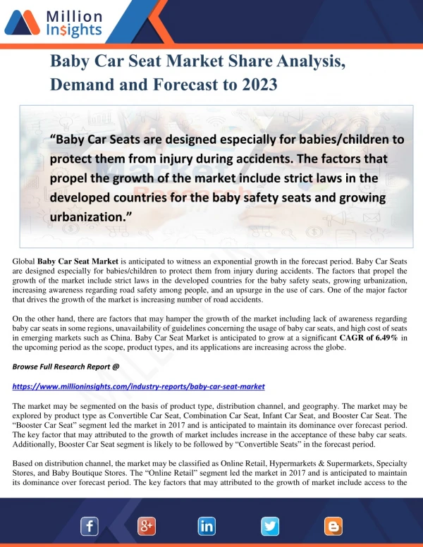 Baby Car Seat Market Share Analysis, Demand and Forecast to 2023