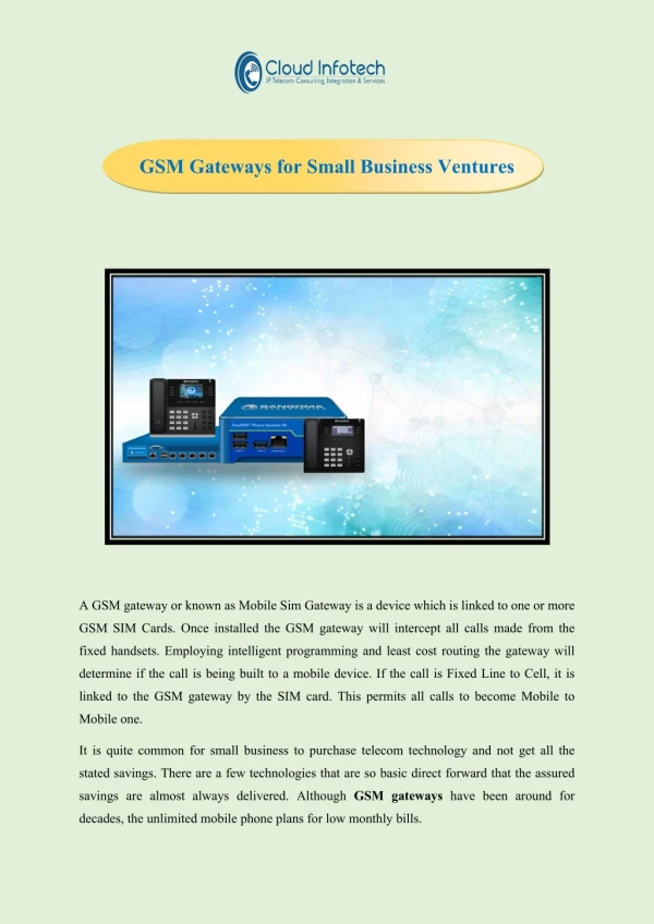 GSM Gateways for Small Business Ventures