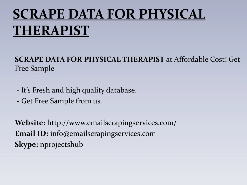 scrape data for physical therapist