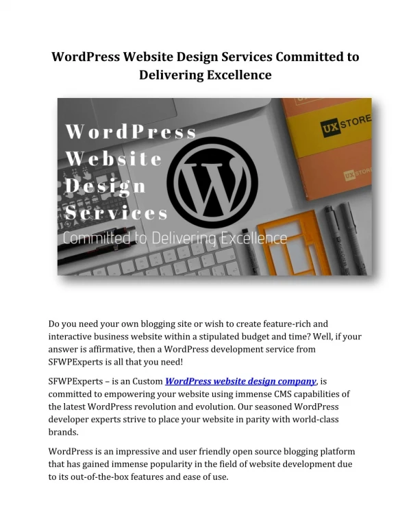 WordPress Website Design Services Committed to Delivering Excellence