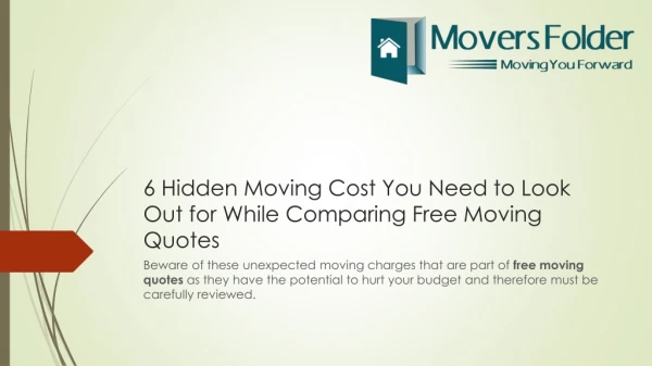 6 Hidden Moving Cost You Need to Look Out for While Comparing Free Moving Quotes
