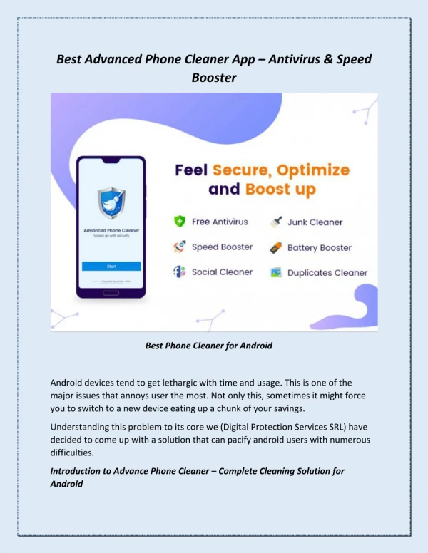 Best Antivirus & speed booster App