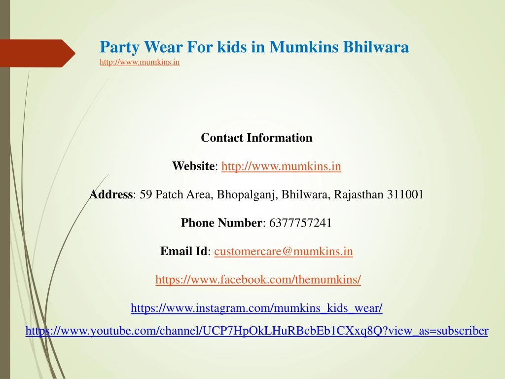 party wear for kids in mumkins bhilwara http