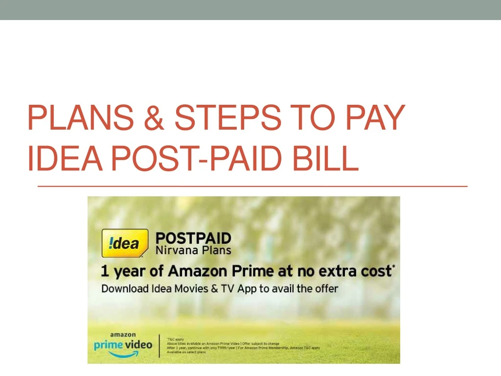 plans steps to pay idea post paid bill