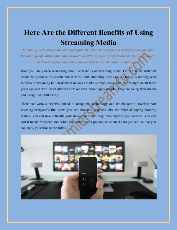 Here Are the Different Benefits of Using Streaming Media