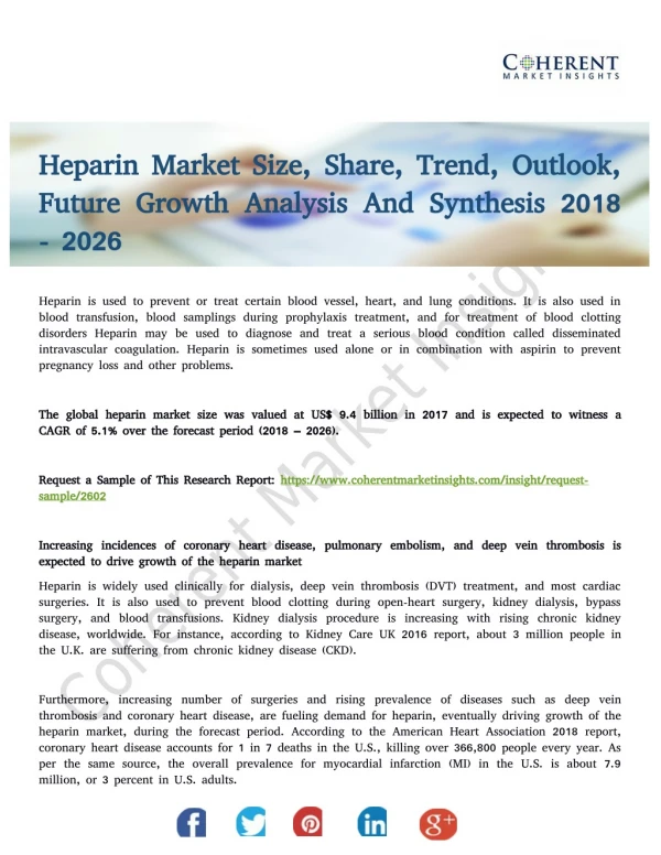 Heparin Market to Record an Impressive Growth Rate by 2026