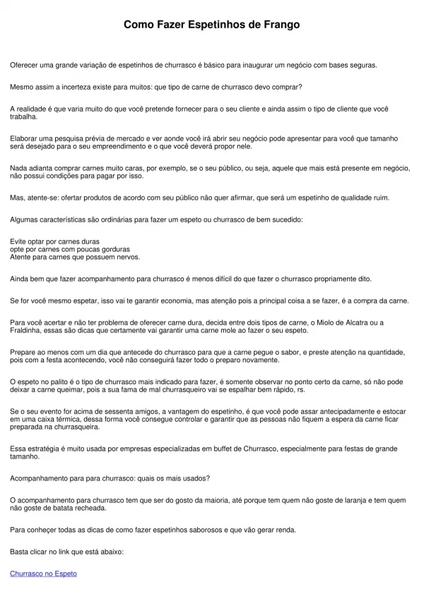 como fazer espetinhos de frango