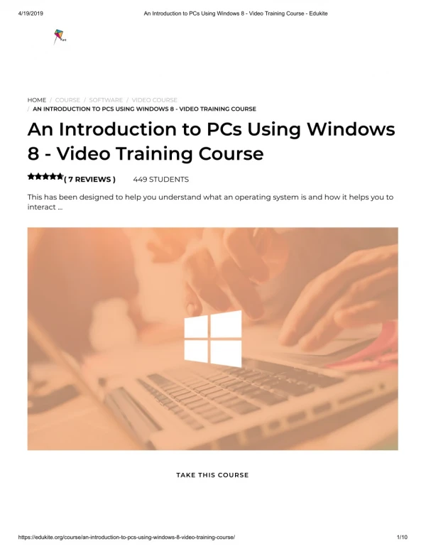 An Introduction to PCs Using Windows 8 - Video Training Course - Edukite