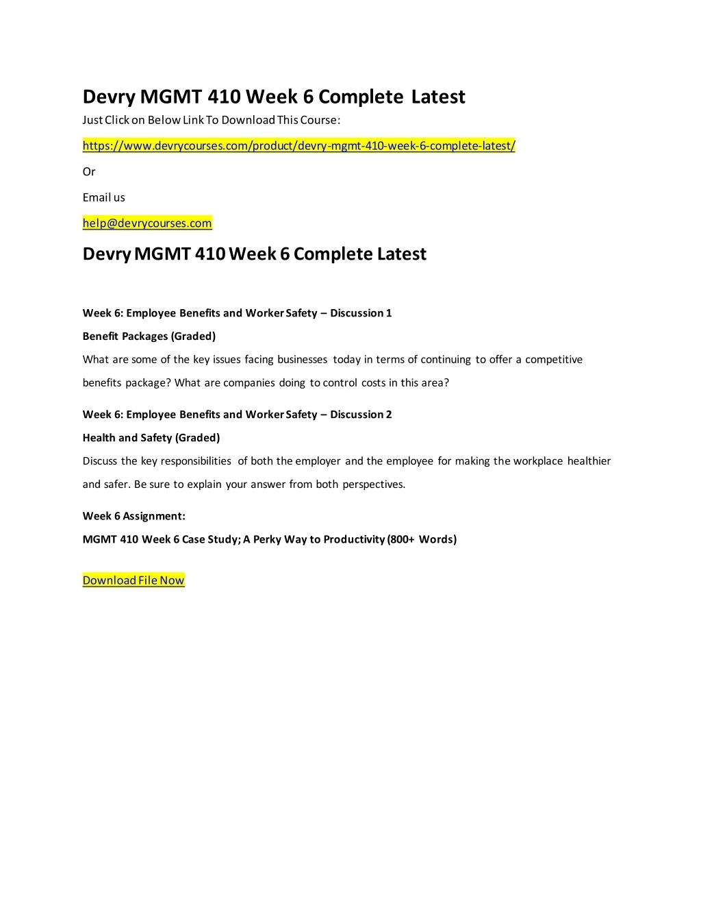 devry mgmt 410 week 6 complete latest just click