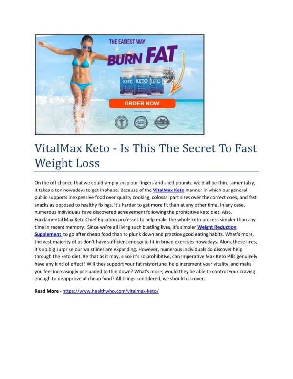 VitalMax Keto - Is This The Secret To Fast Weight Loss