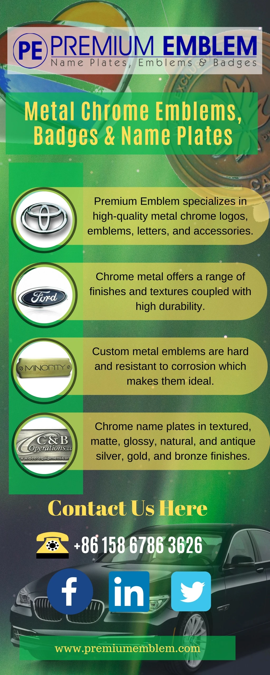 metal chrome emblems badges name plates