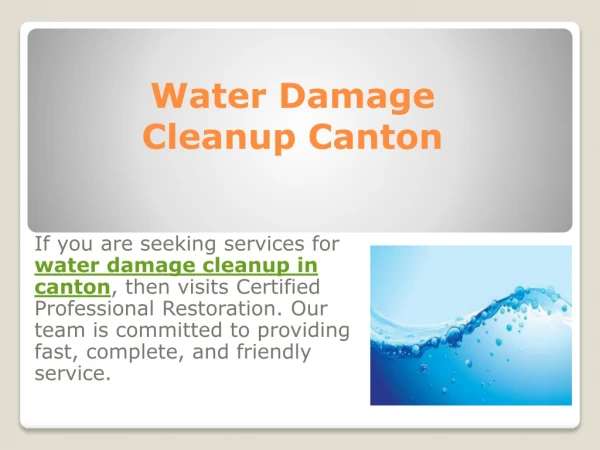 Water Damage Cleanup Canton