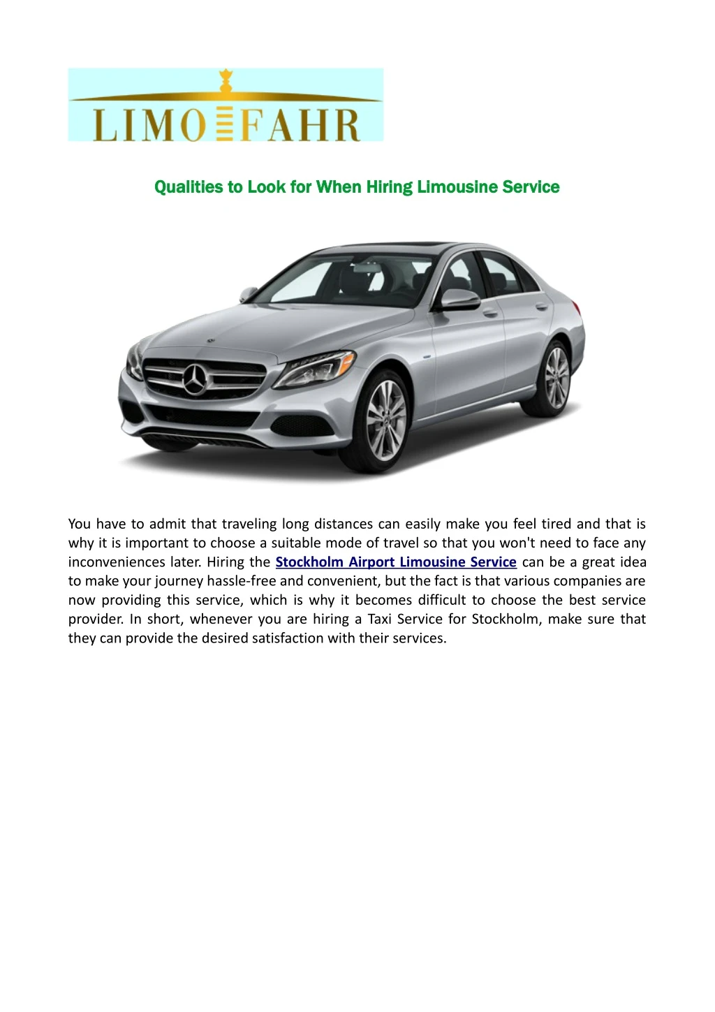 qualities to look for when hiring limousine