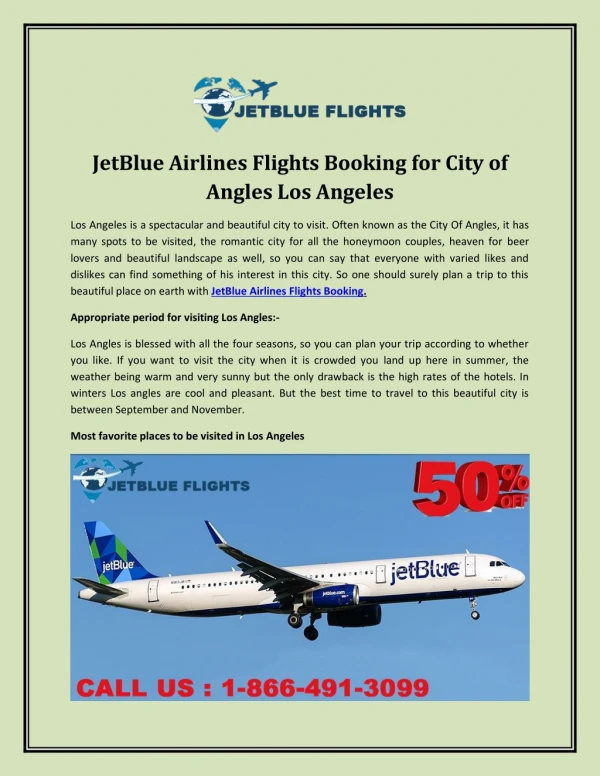 JetBlue Airlines Flights Booking for City of Angles Los Angeles