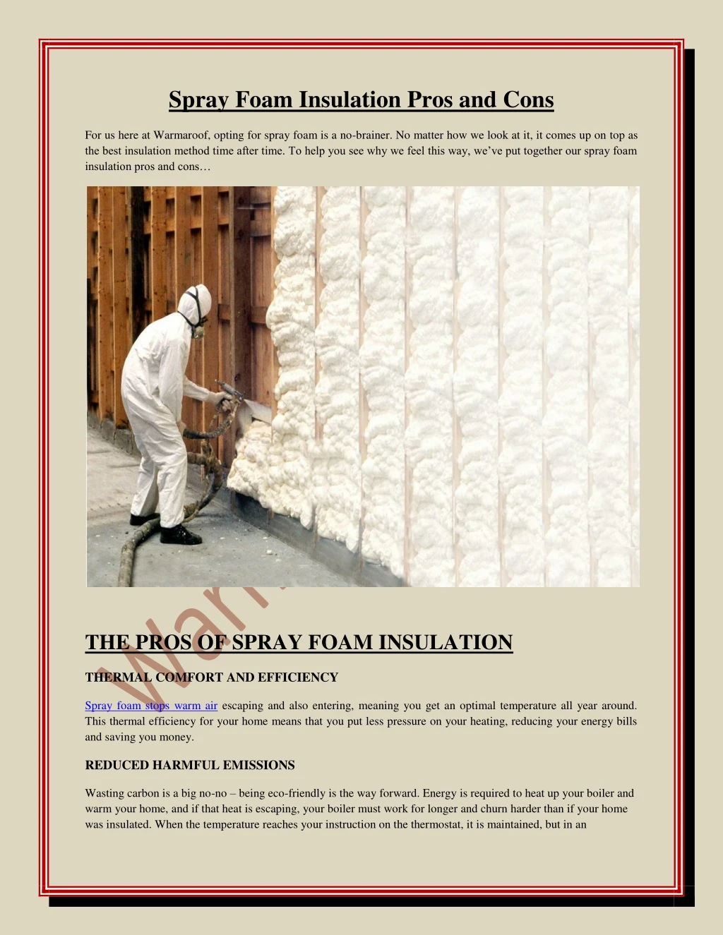 spray foam insulation pros and cons