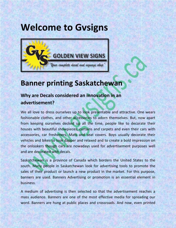 Banner printing Saskatchewan and Decal printing Saskatchewan