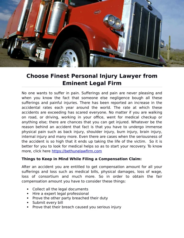 Choose Finest Personal Injury Lawyer from Eminent Legal Firm