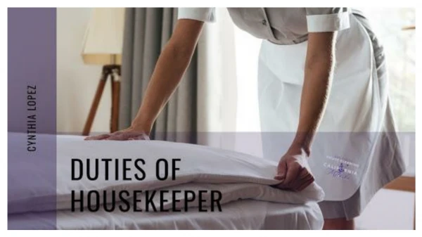 Know More About the Duties of Housekeepers