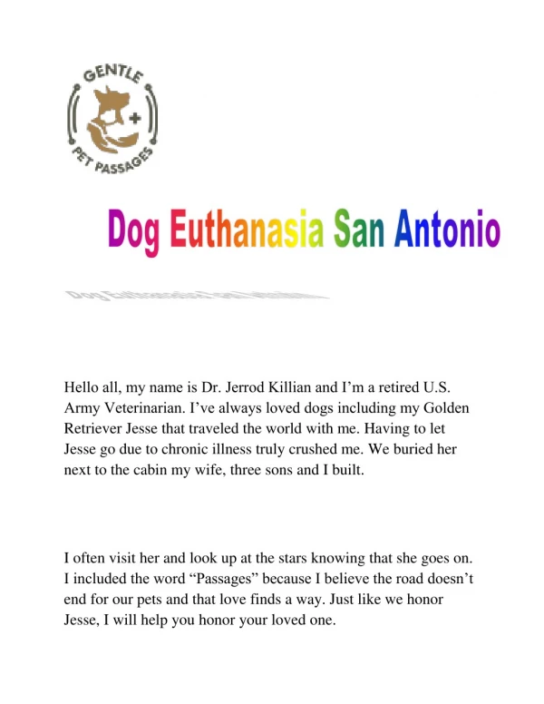 Dog Euthanasia San Antonio by Gentle Pet Passages