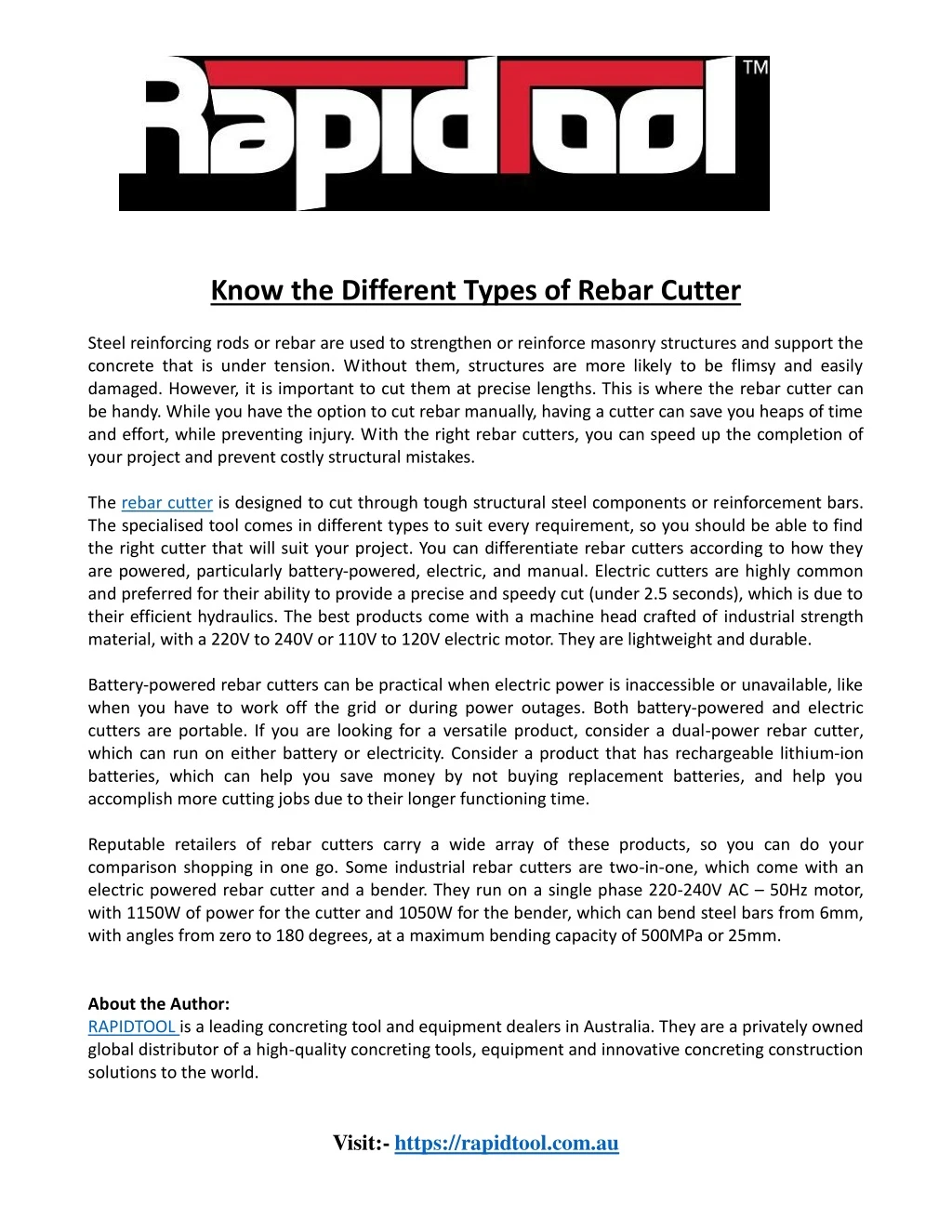 know the different types of rebar cutter