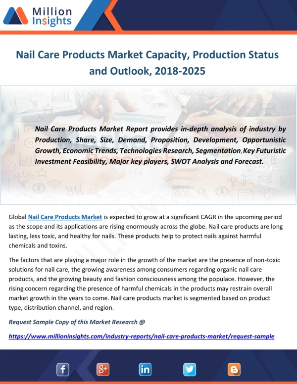Nail Care Products Market Capacity, Production Status and Outlook, 2018-2025