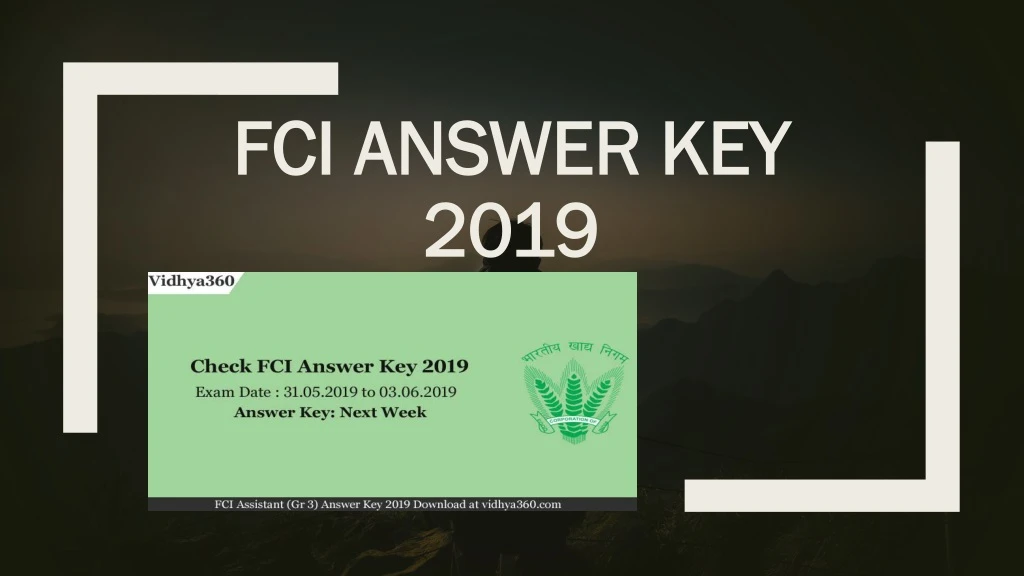 fci answer key 2019