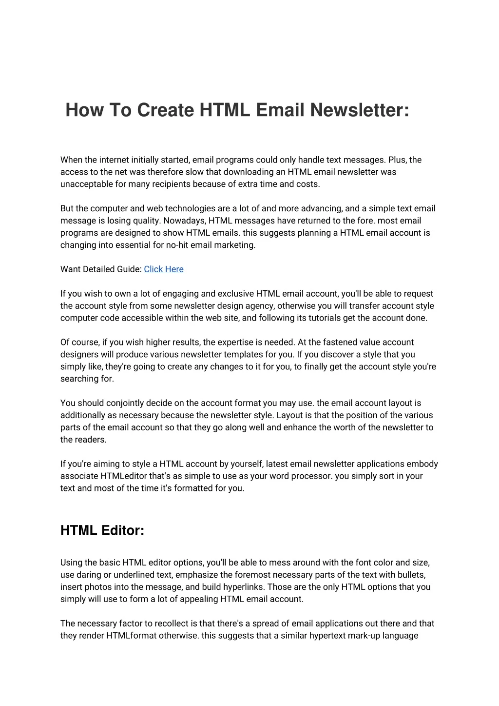 how to create html email newsletter