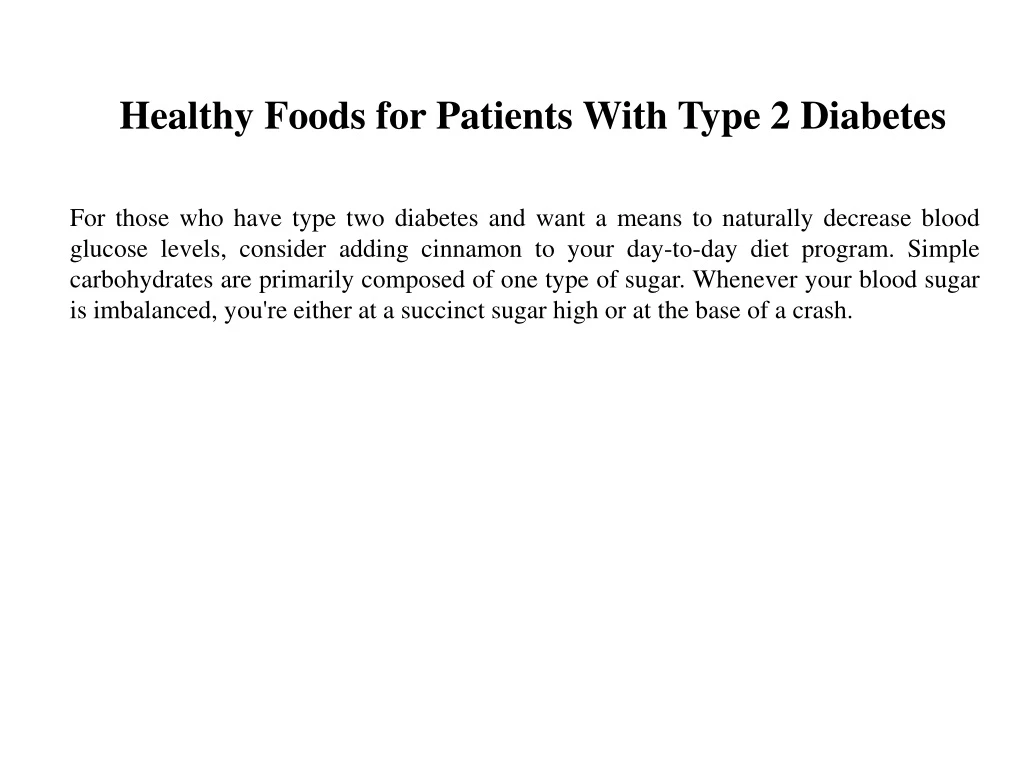 healthy foods for patients with type 2 diabetes