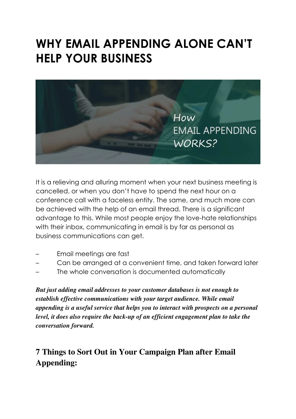 why email appending alone can t help your business