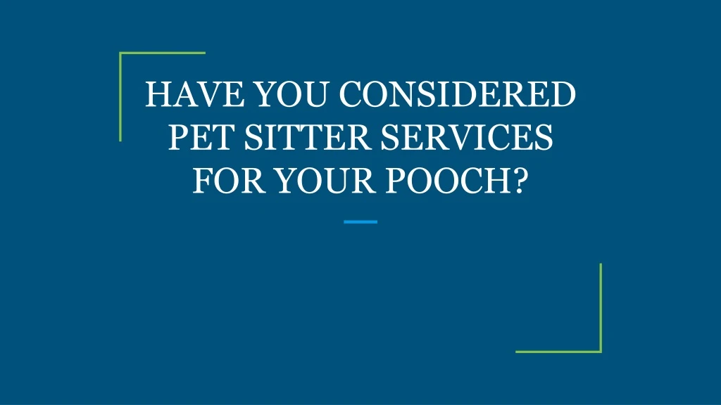 have you considered pet sitter services for your pooch