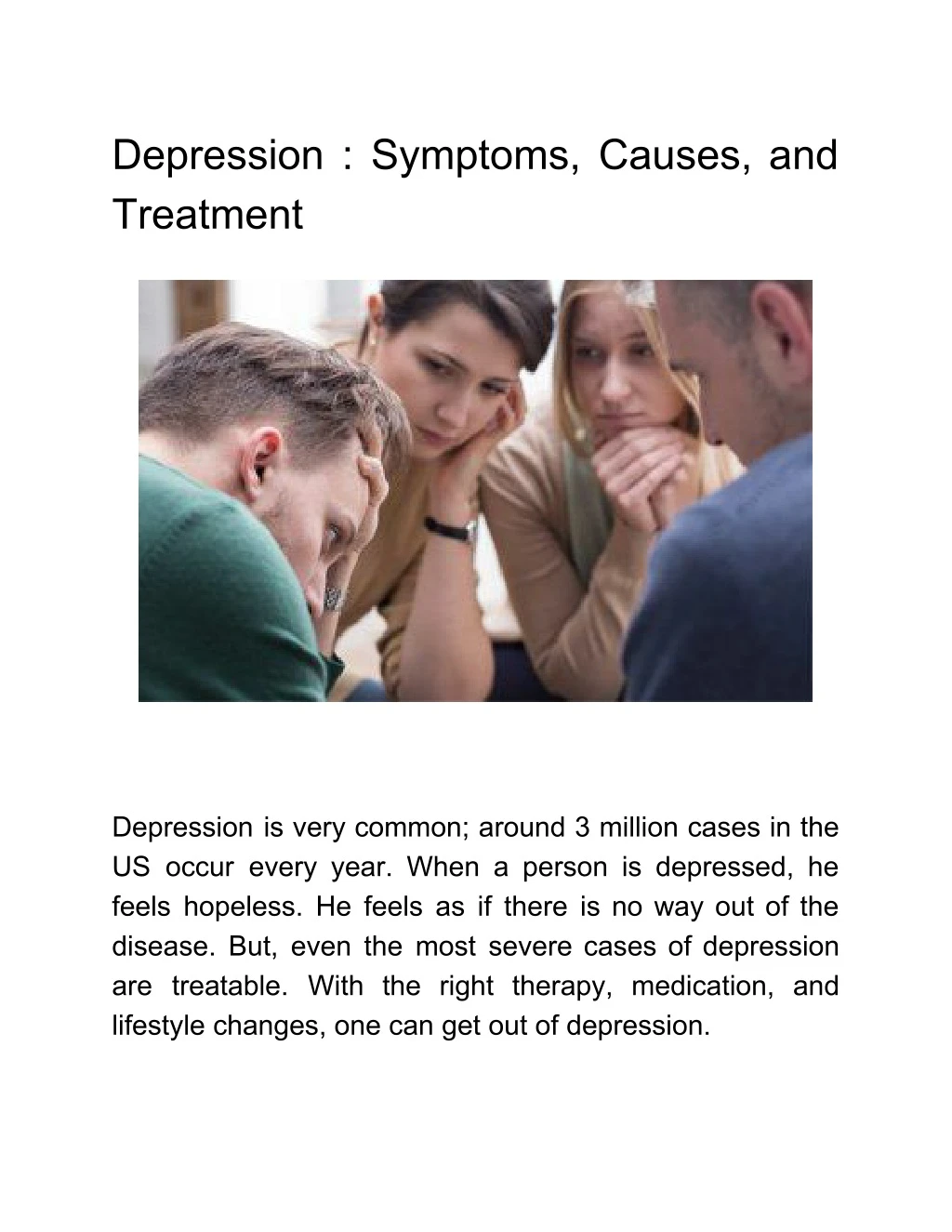 depression symptoms causes and treatment