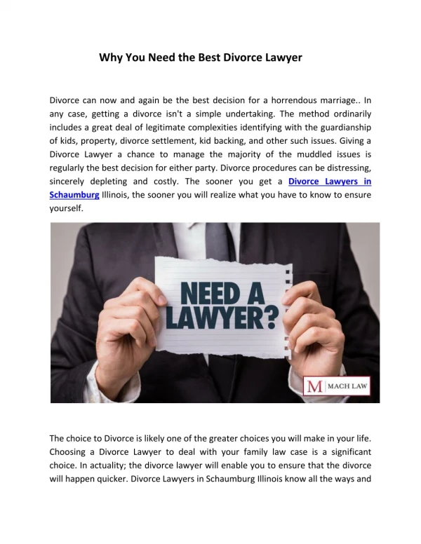 Why You Need The Best Divorce Lawyer