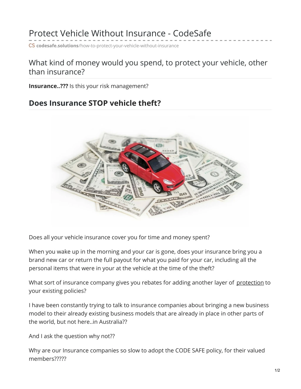 protect vehicle without insurance codesafe
