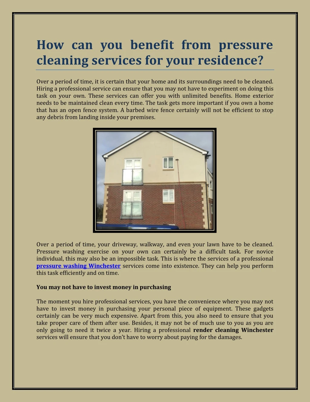 how can you benefit from pressure cleaning