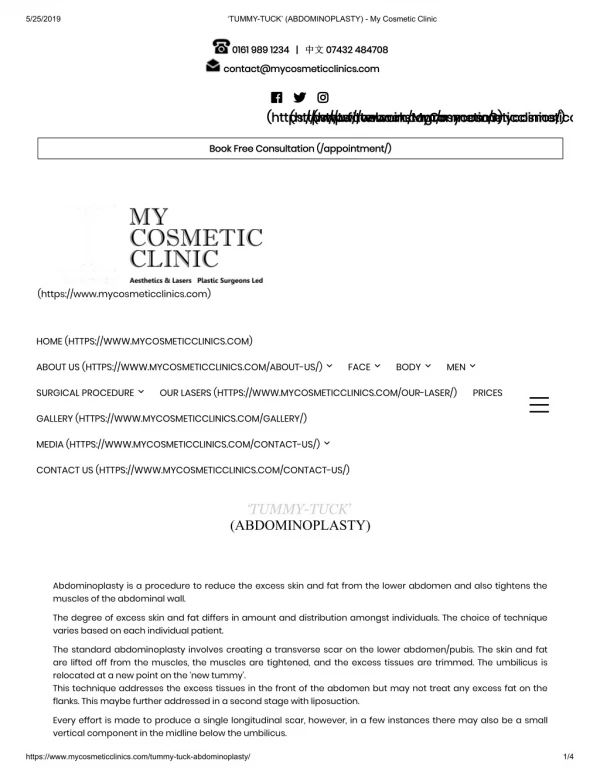 TUMMY-TUCK (ABDOMINOPLASTY) - My Cosmetic Clinic