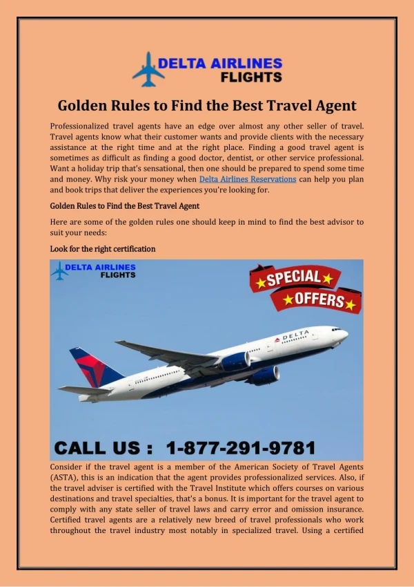 For Delta Flights Golden Rules to Find the Best Travel Agent