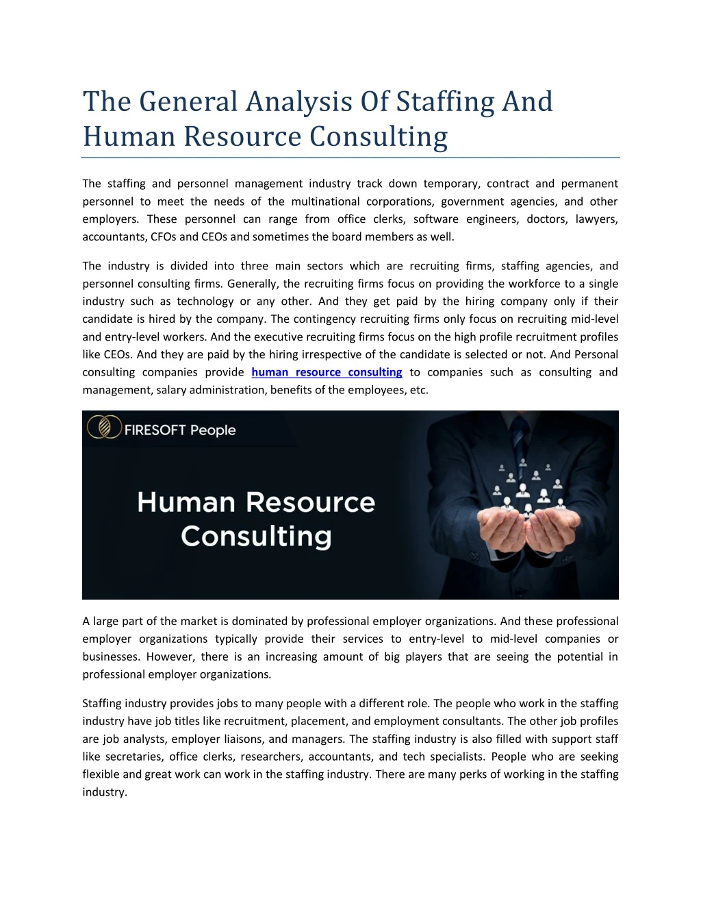 the general analysis of staffing and human