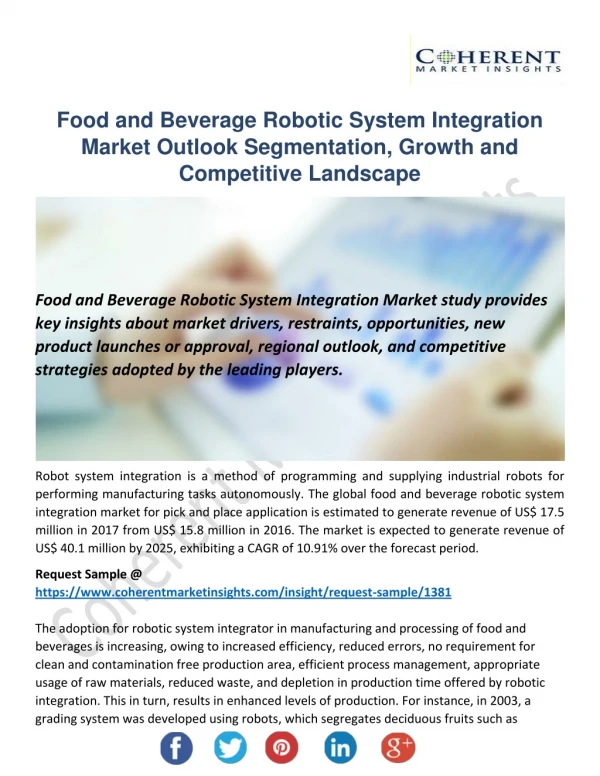 Food and Beverage Robotic System Integration Market Competitor landscape, Impact of Drivers, Trends Till 2026