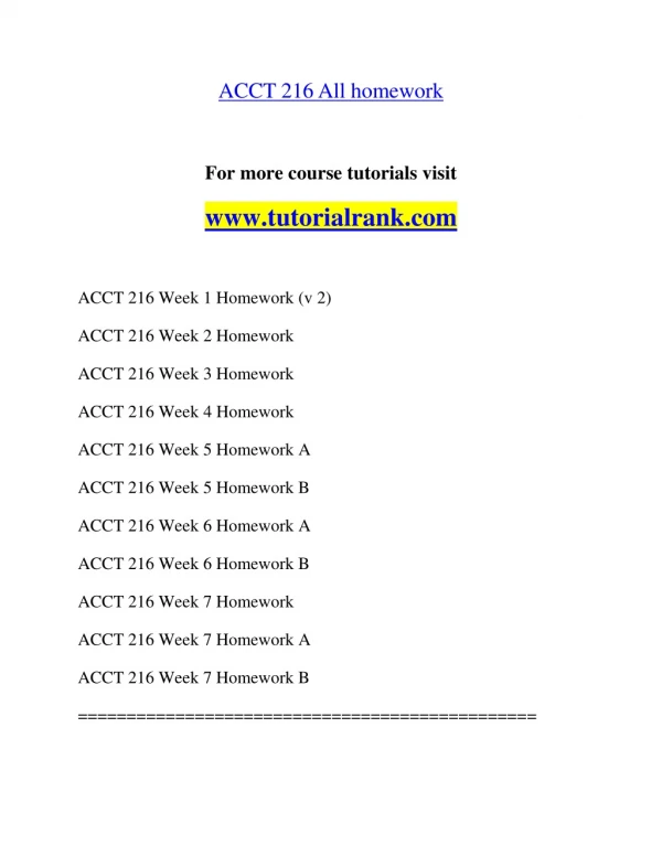 ACCT 216 Effective Communication/tutorialrank.com