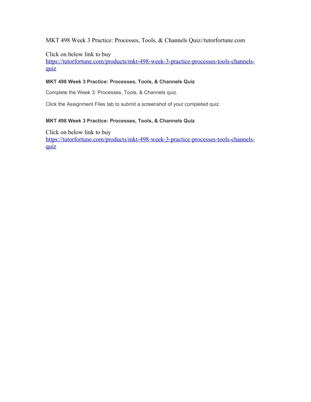 mkt 498 week 3 practice processes tools channels