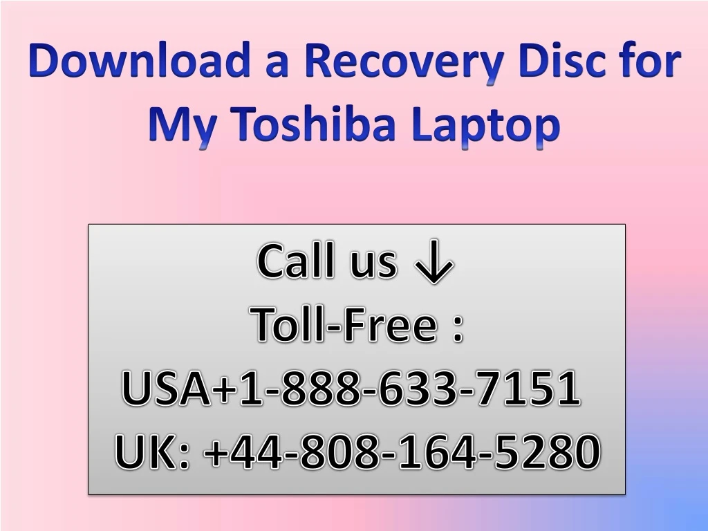 download a recovery disc for my toshiba laptop