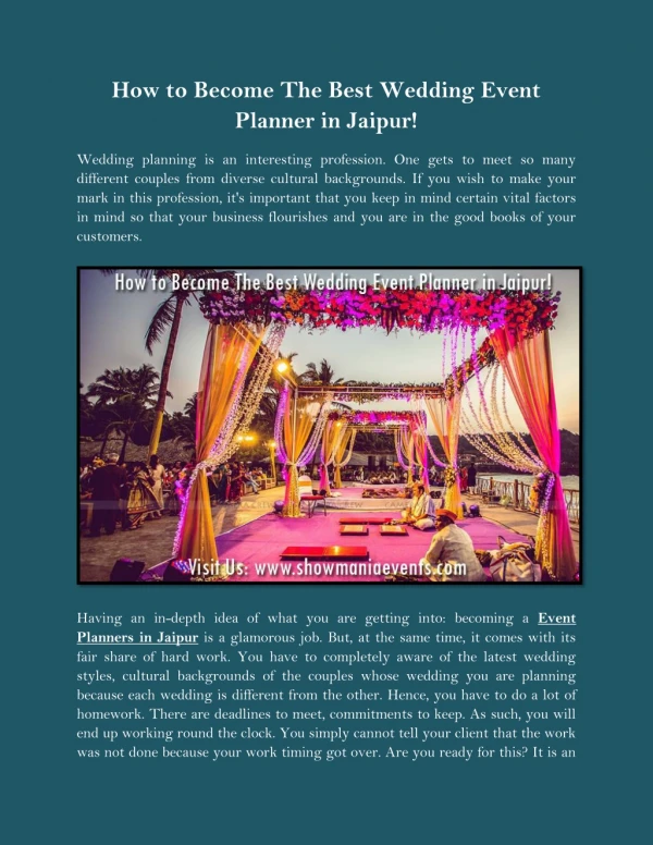 How to Become The Best Wedding Event Planner in Jaipur!