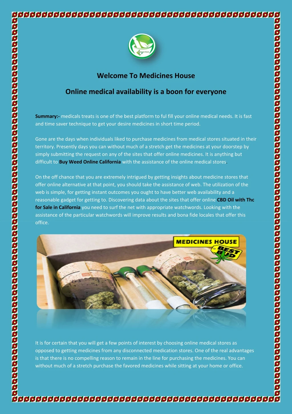 welcome to medicines house