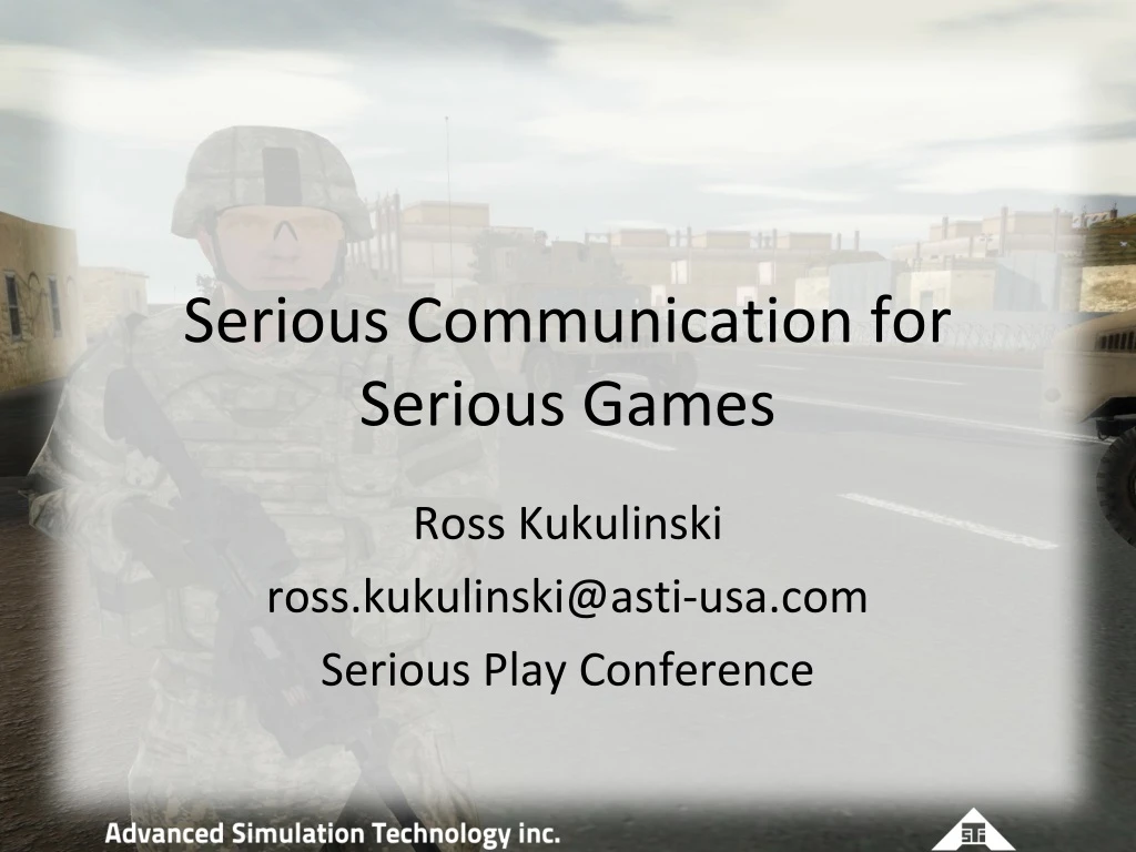 serious communication for serious games